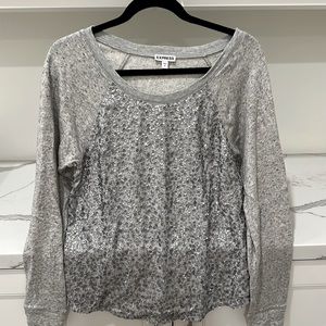 EXPRESS gray/silver sequin top size S
